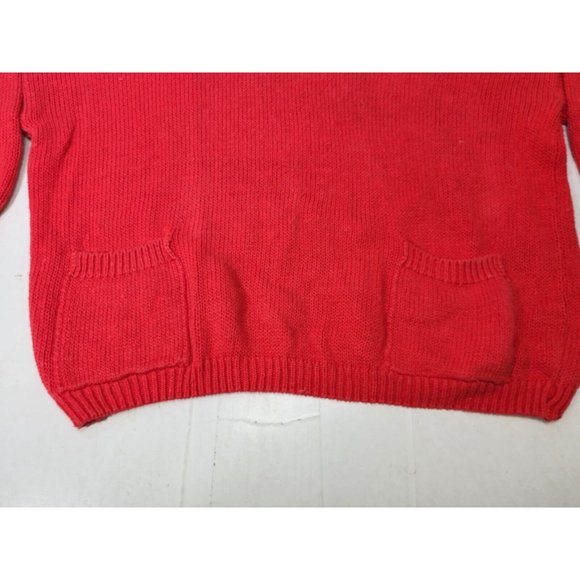 Just Cristina Womens Sweater Red Crop Pockets 3/4 Sleeve Shoulder Pads Vintage L - Picture 3 of 8